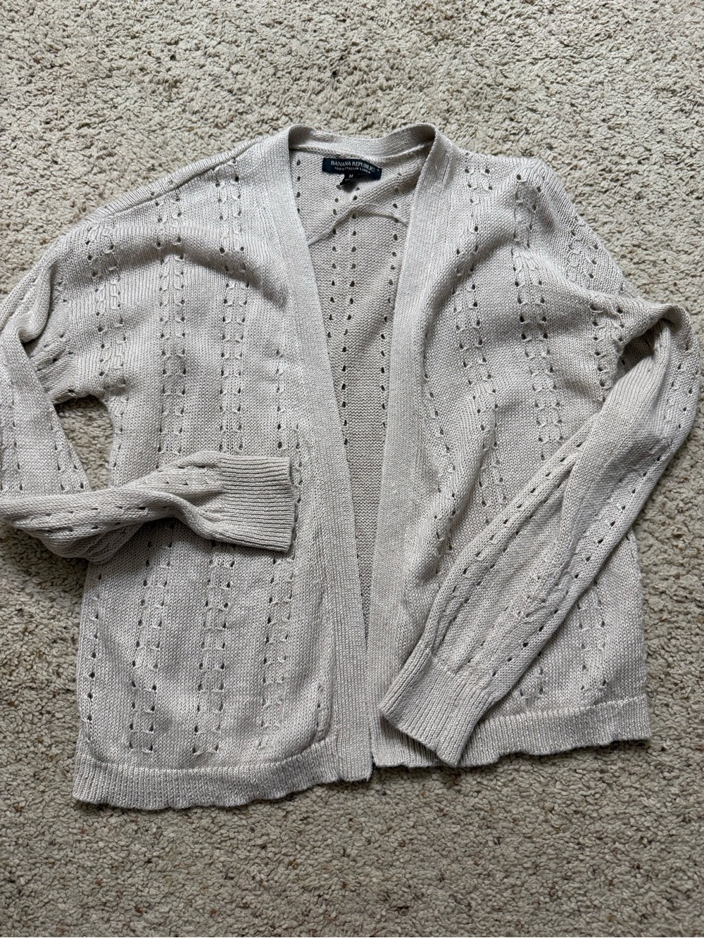 Banana Republic 100% Italian Linen Pointelle Cardigan Size Medium